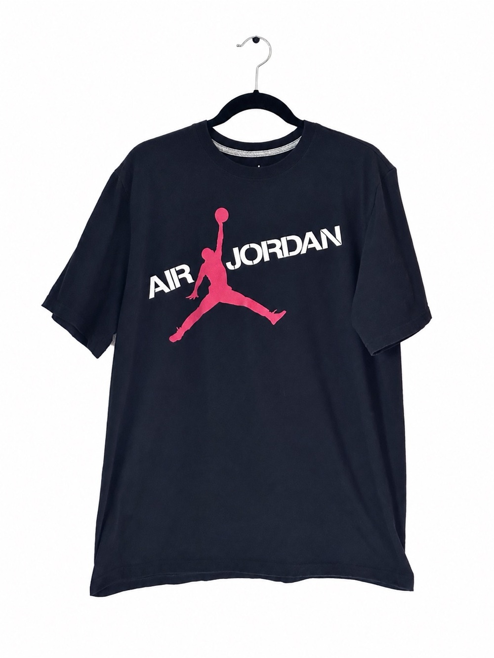Nike Air Jordan Black Short-Sleeve Tee with Red and White Logo XL